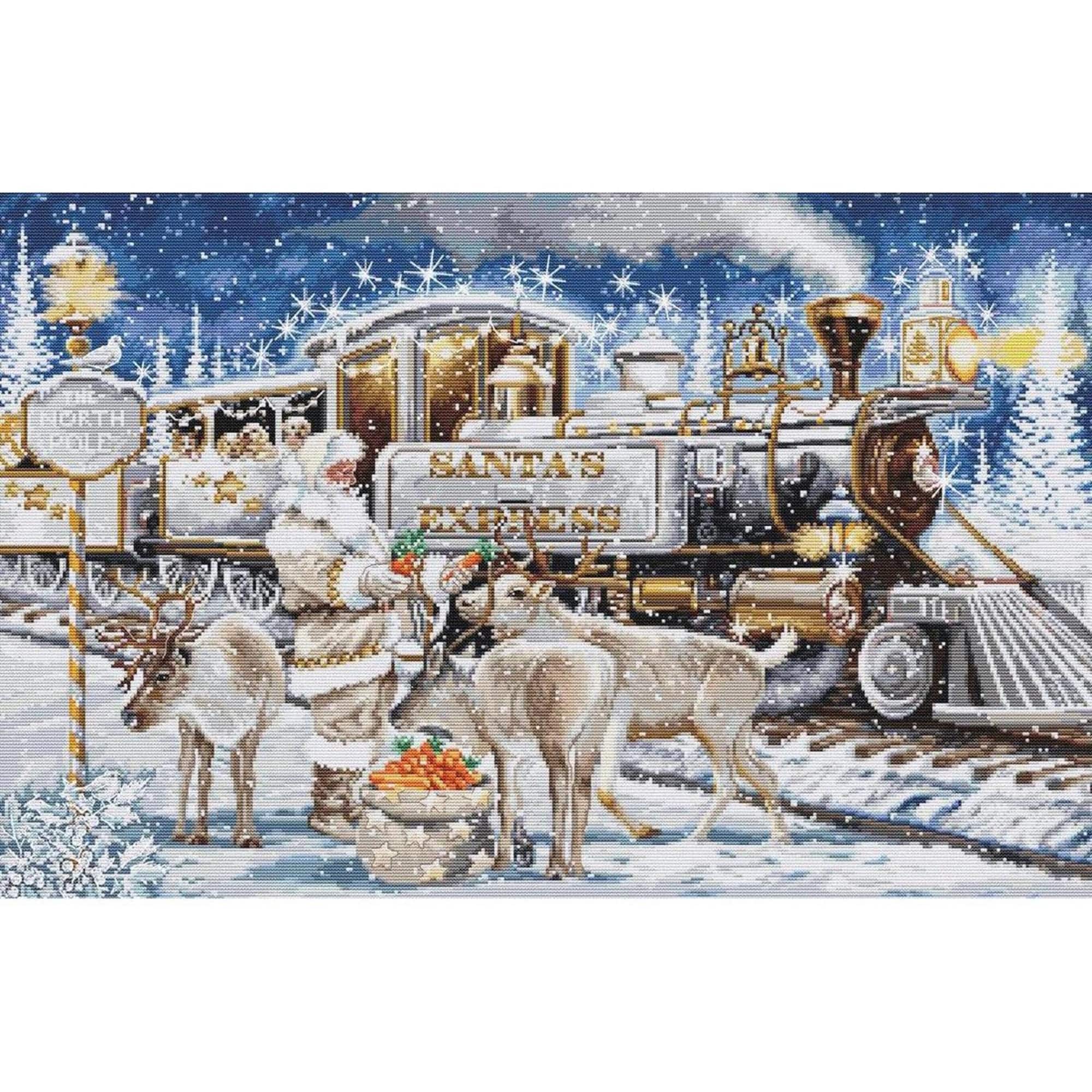 Luca-S Santa's Express in White Counted Cross Stitch Kit